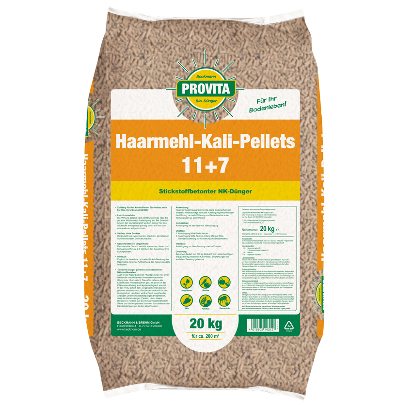 Haarmehl Kali Pellets Sack 20kg (Im Bio-Landbau zugelassen)