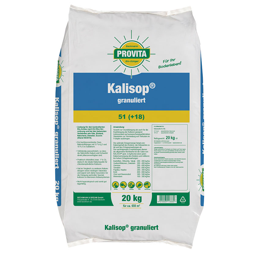 Solfato di potassio (Kalisop) granulato sacco da 20 kg (autorizzato per l'agricoltura biologica)