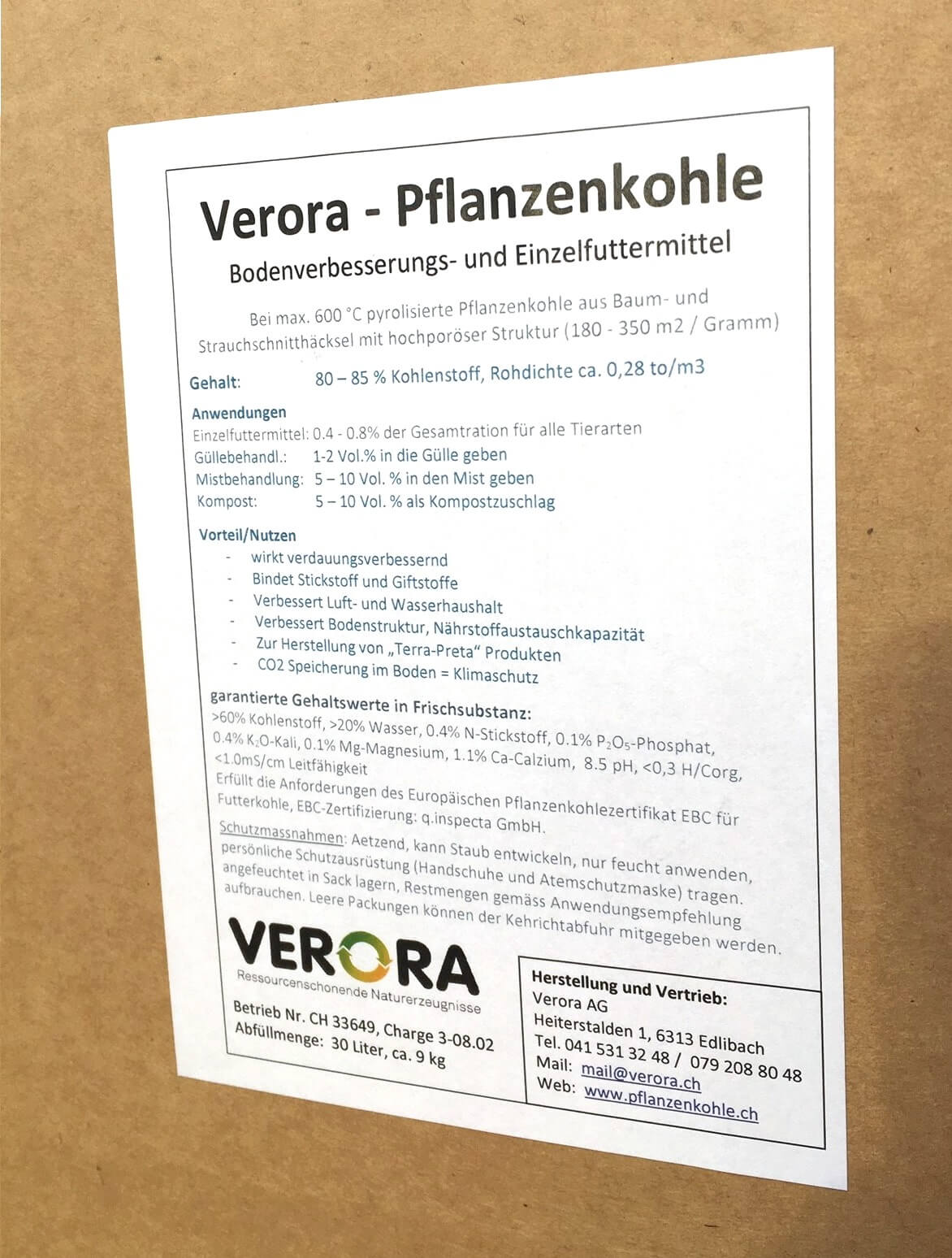 Verora Pflanzenkohle (Big Bag - 1.2 m³)
