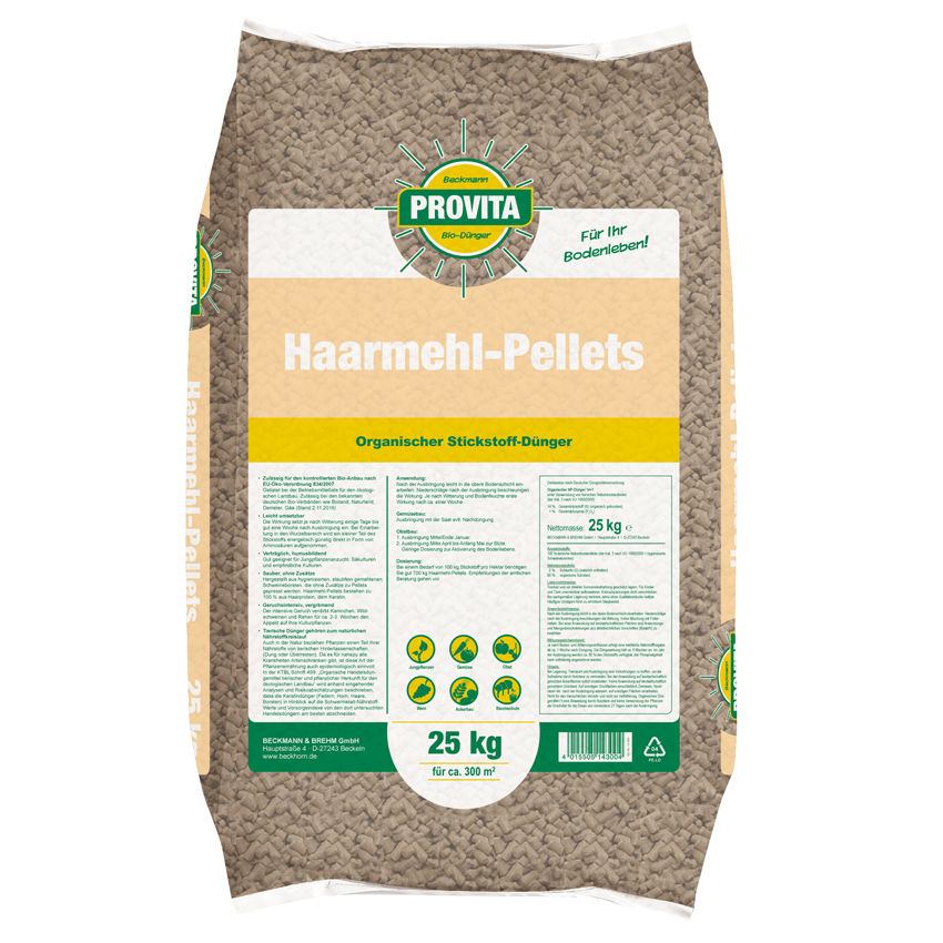 Haarmehl Pellets Sack 20kg (Im Bio-Landbau zugelassen)